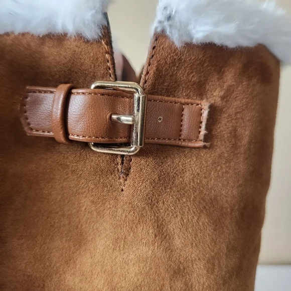 Rampage girls Lace Up brown Micro Suede Faux Fur girls Boots size 4 - Picture 11 of 15